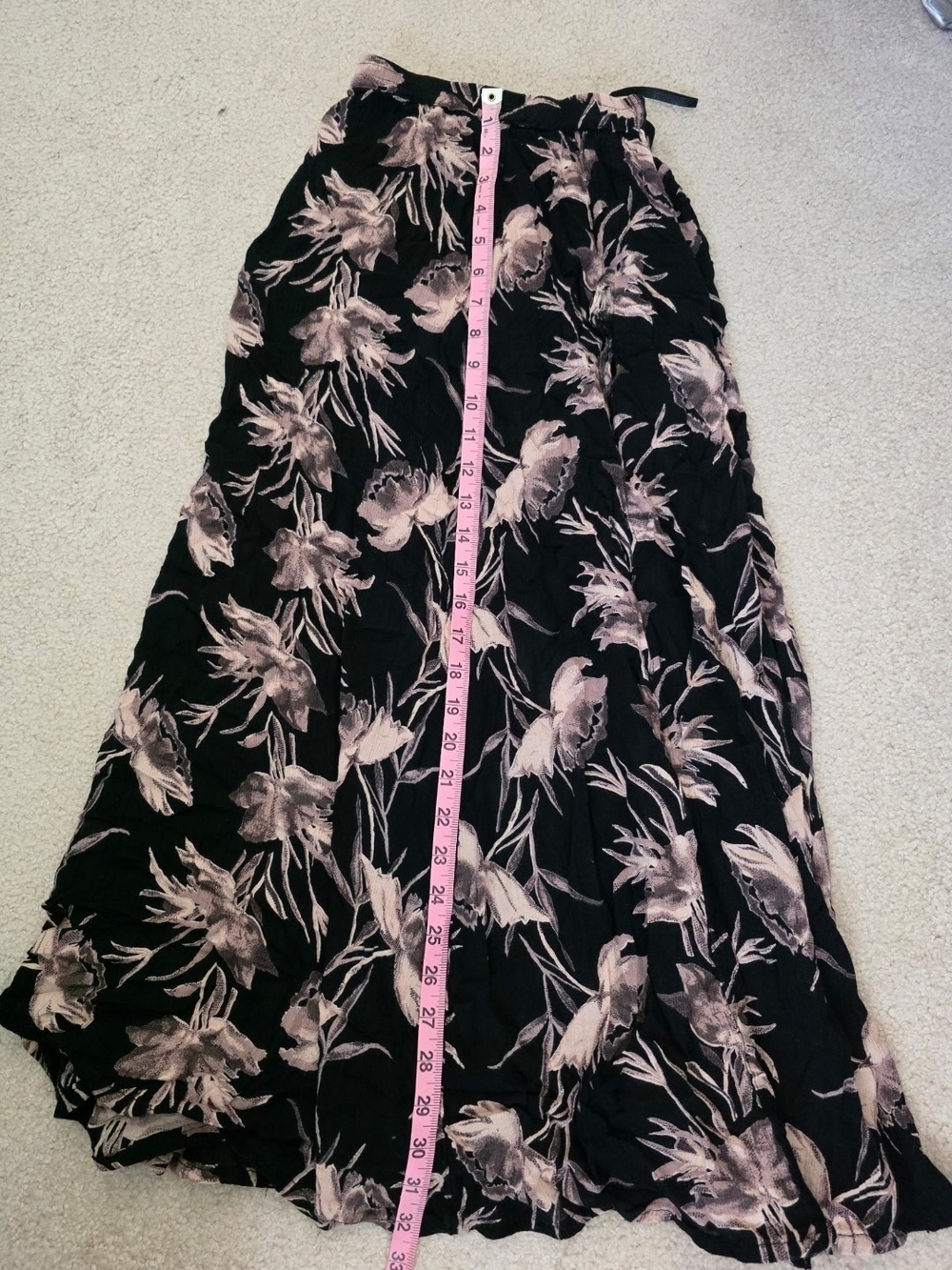 Nostalgia Black Maxi Skirt with Blush Floral Print